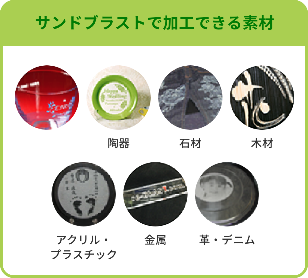 サンドブラストで加工できる素材