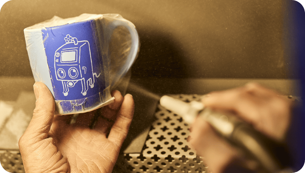 サンドブラストの様子